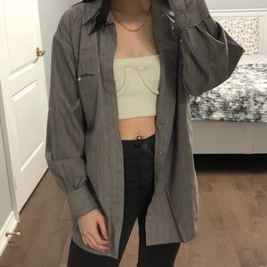 Vintage Andrew Fezza Brown Striped Dress Shirt